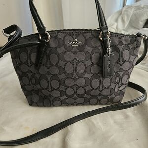 Coach Black and Gray Signature Logo Crossbody Bag